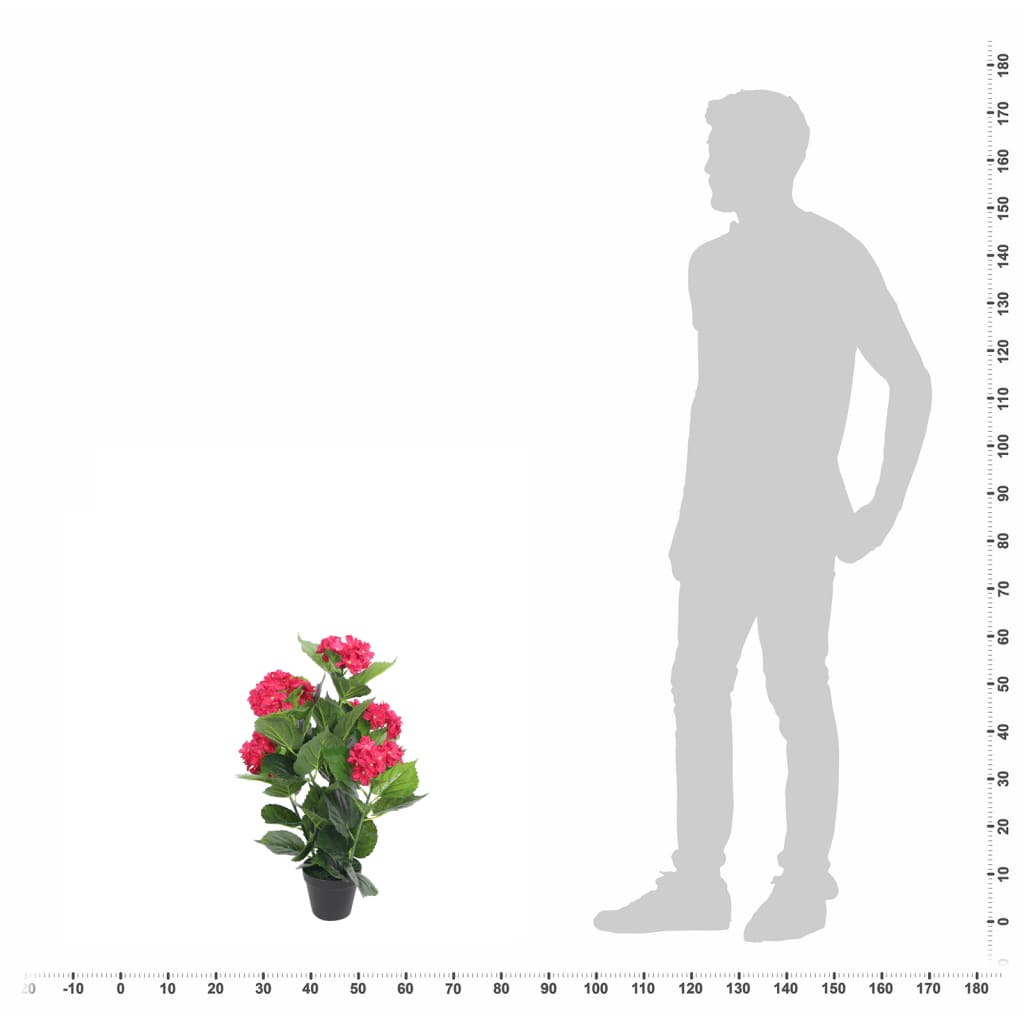Künstliche Hortensie mit Topf 60 cm Rot