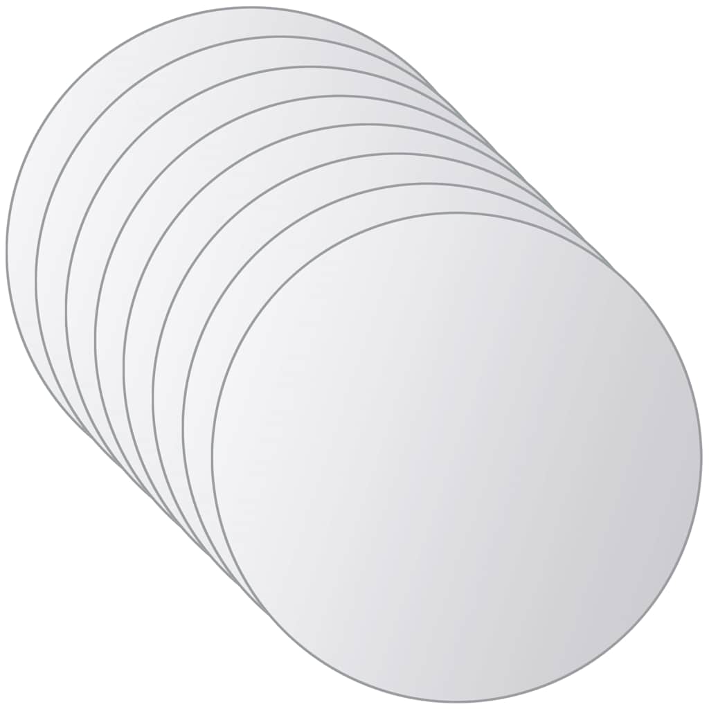 8-tlg. Spiegelfliesen-Set Rund Glas