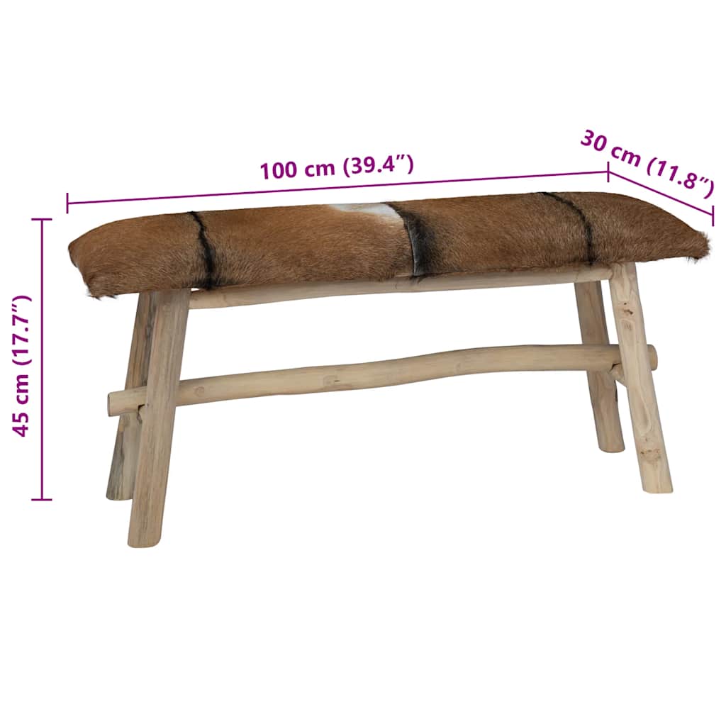 Sitzbank Ziegenleder Teak