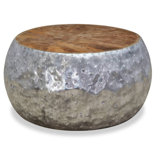 Table basse en aluminium teck 60x60x30 cm