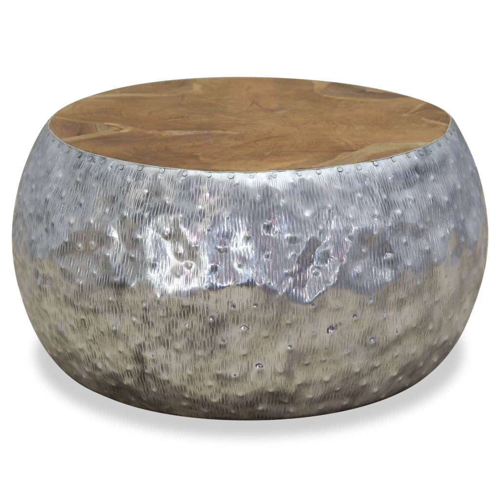 Table basse en aluminium teck 60x60x30 cm