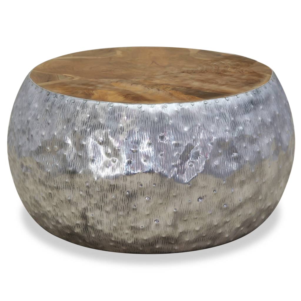 Table basse en aluminium teck 60x60x30 cm