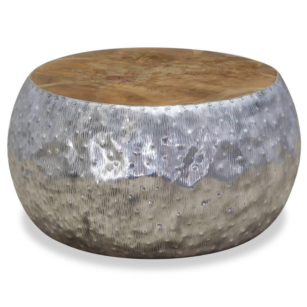 Table basse en aluminium teck 60x60x30 cm