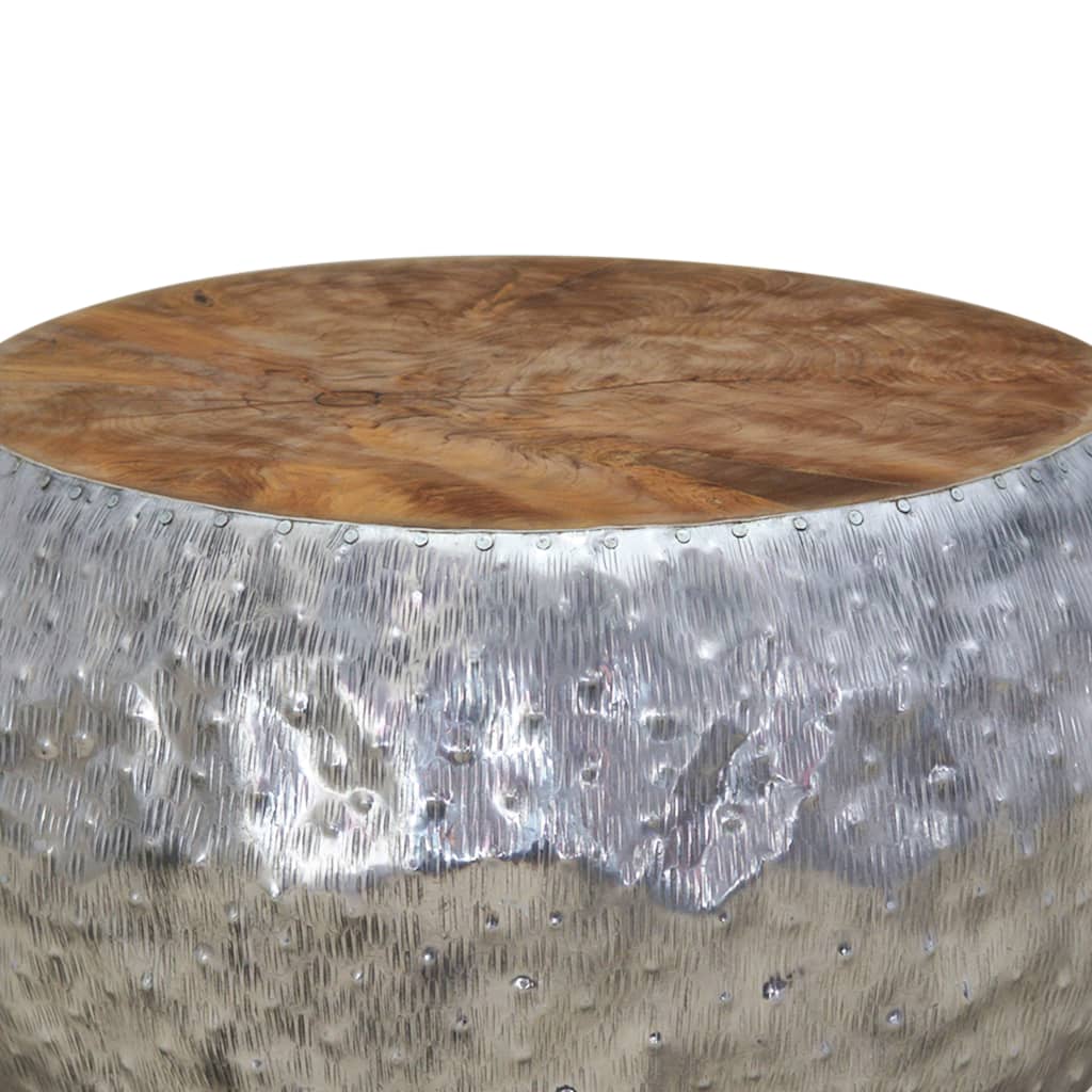 Table basse en aluminium teck 60x60x30 cm