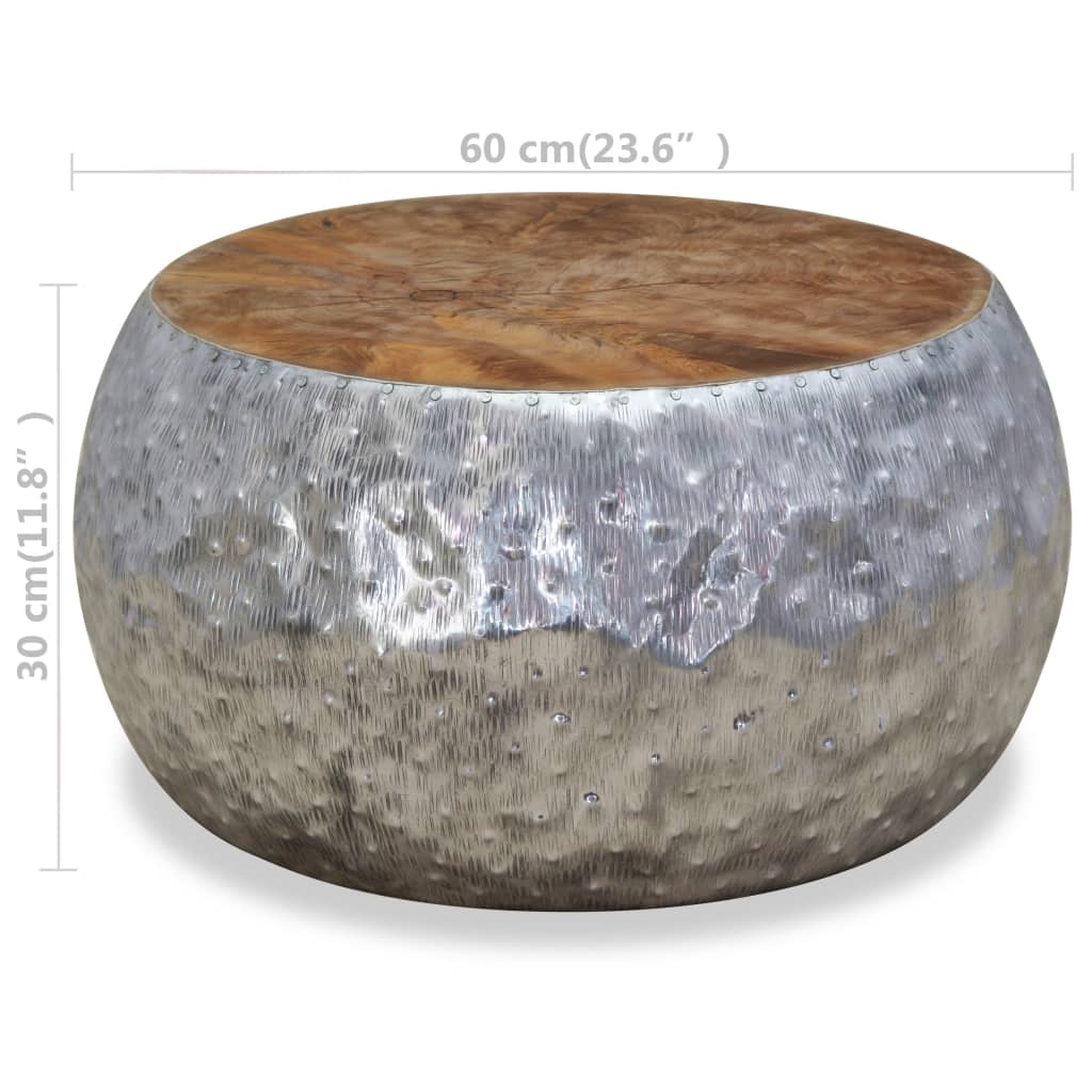 Table basse en aluminium teck 60x60x30 cm