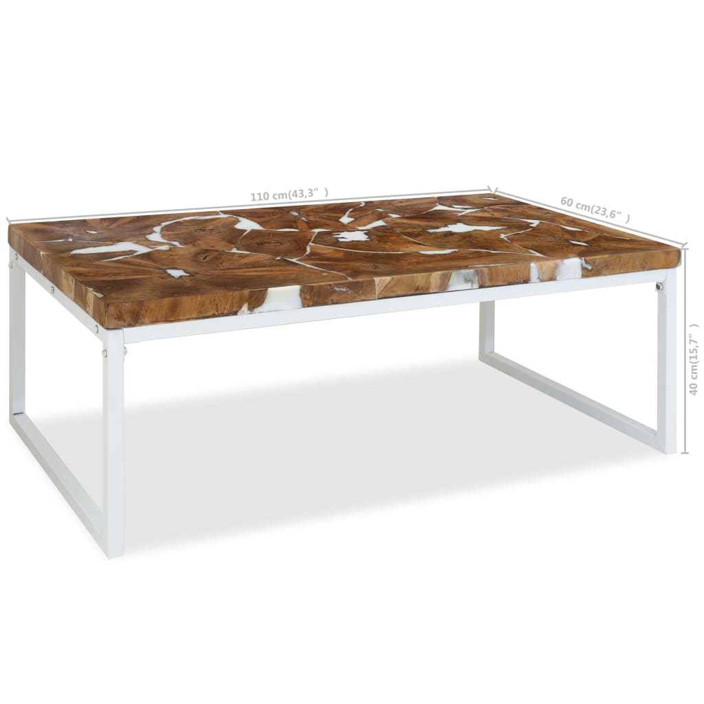 Coffee table teak resin 110x60x40 cm