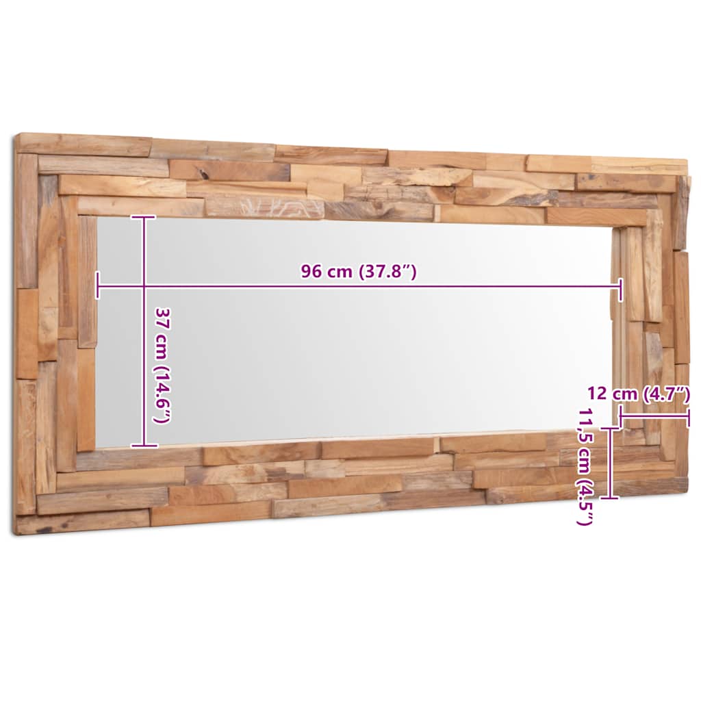 Dekorativer Spiegel Teak 120 x 60 cm Rechteckig