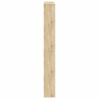 Schuhschrank mit 4 Fächern Spiegel Eiche 63×17×134 cm