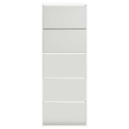 Schuhschrank mit 5 Fächern Spiegel Weiß 63×17×169,5 cm