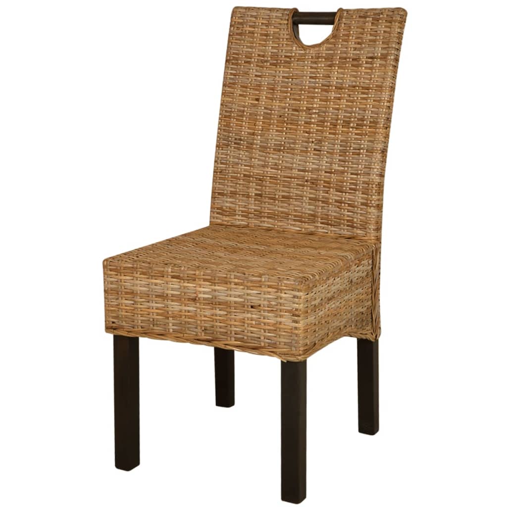 Chaises de salle à manger, lot de 6, en rotin Kubu et bois de manguier