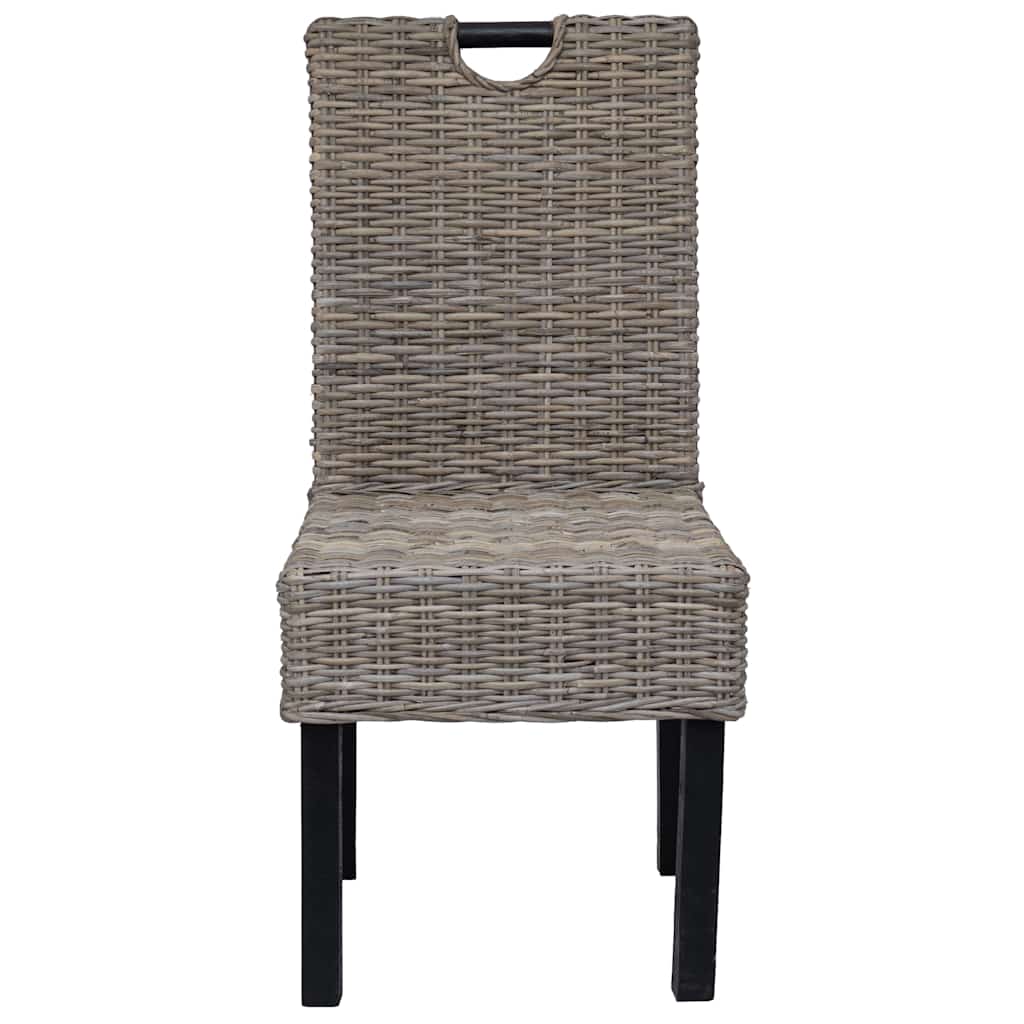 Chaises de salle à manger, lot de 6, en rotin Kubu et bois de manguier