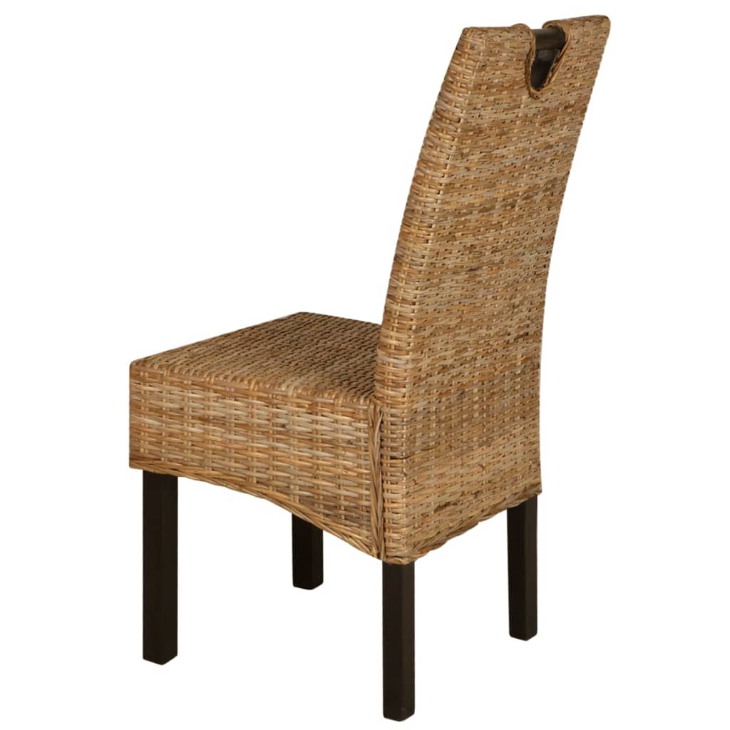 Chaises de salle à manger, lot de 6, en rotin Kubu et bois de manguier