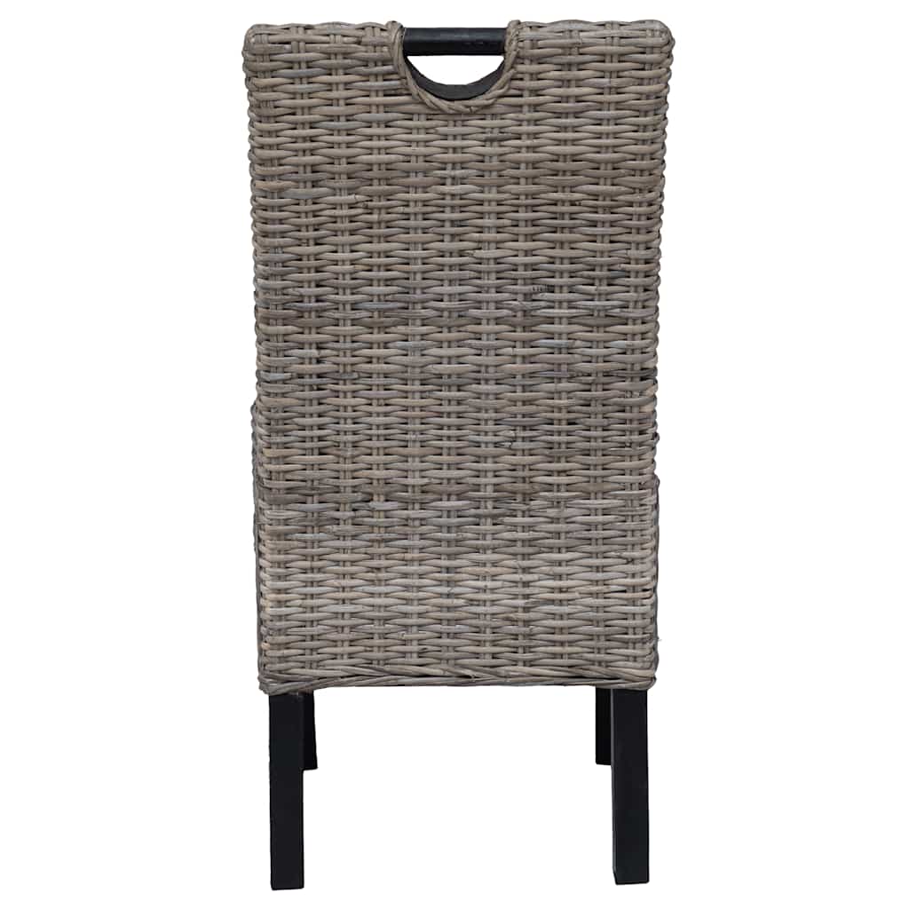Chaises de salle à manger, lot de 6, en rotin Kubu et bois de manguier