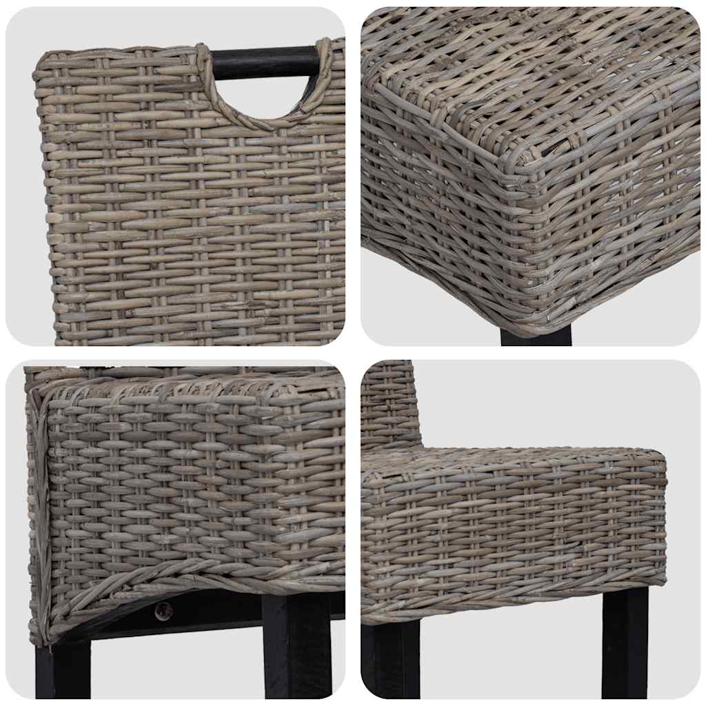 Chaises de salle à manger, lot de 6, en rotin Kubu et bois de manguier