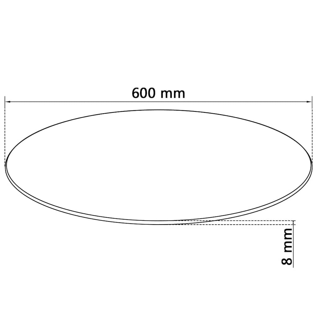 Tischplatte aus gehärtetem Glas Rund 600 mm