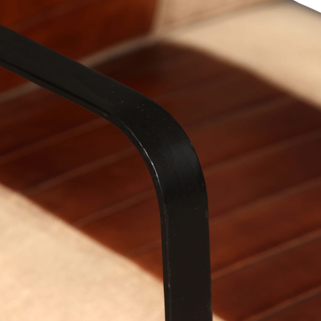 Loungesessel Braun Echtleder und Canvas