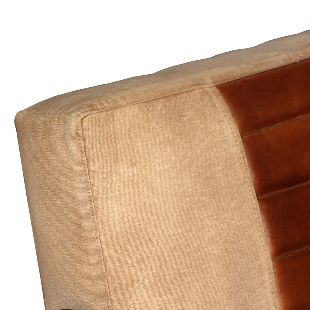 Loungesessel Braun Echtleder und Canvas