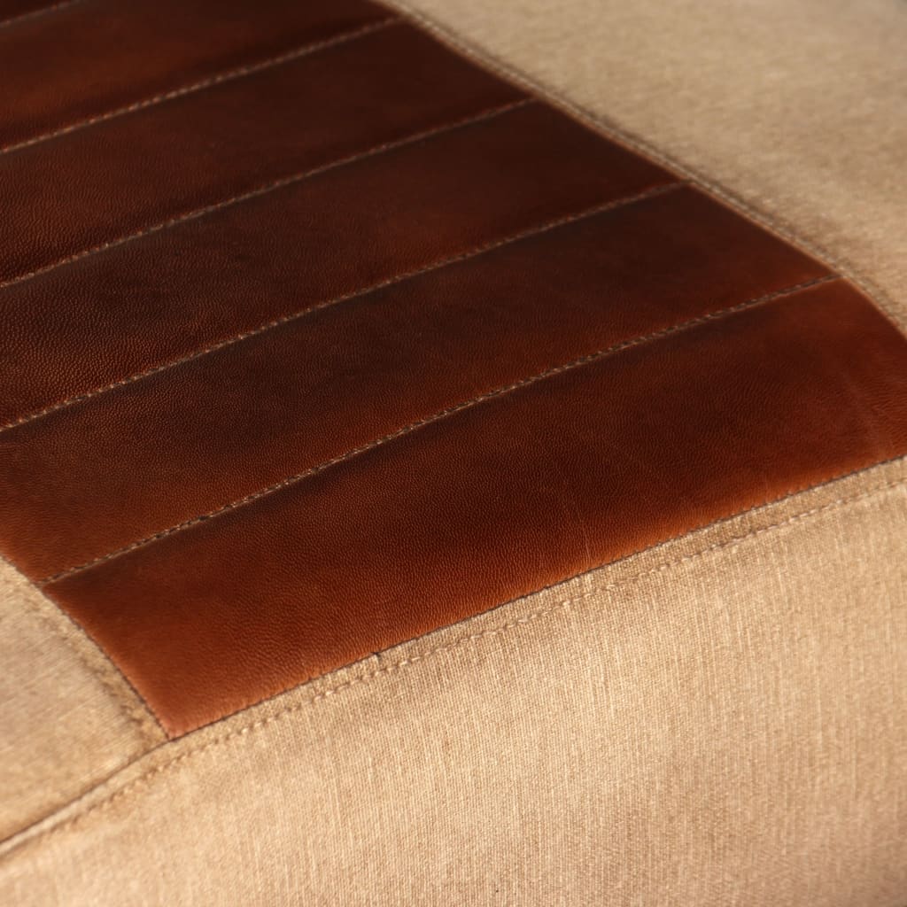 Loungesessel Braun Echtleder und Canvas