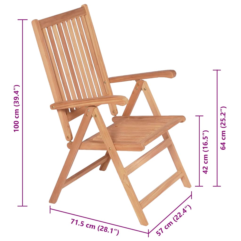 2 Stück verstellbare Klappstühle aus massivem Teakholz