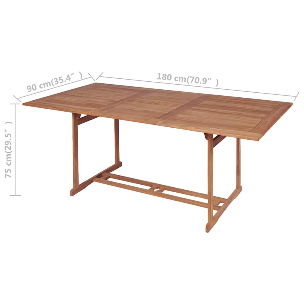 Gartentisch 180x90x75 cm Massivholz Teak