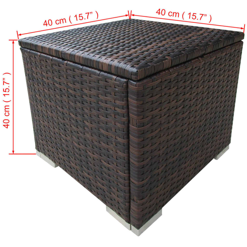 Chaise longue 2 pièces avec table, en résine tressée, marron
