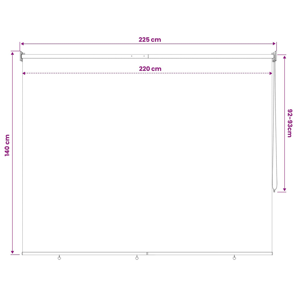 Außenrollo 225 (B)x140 (H) cm Cremeweiß