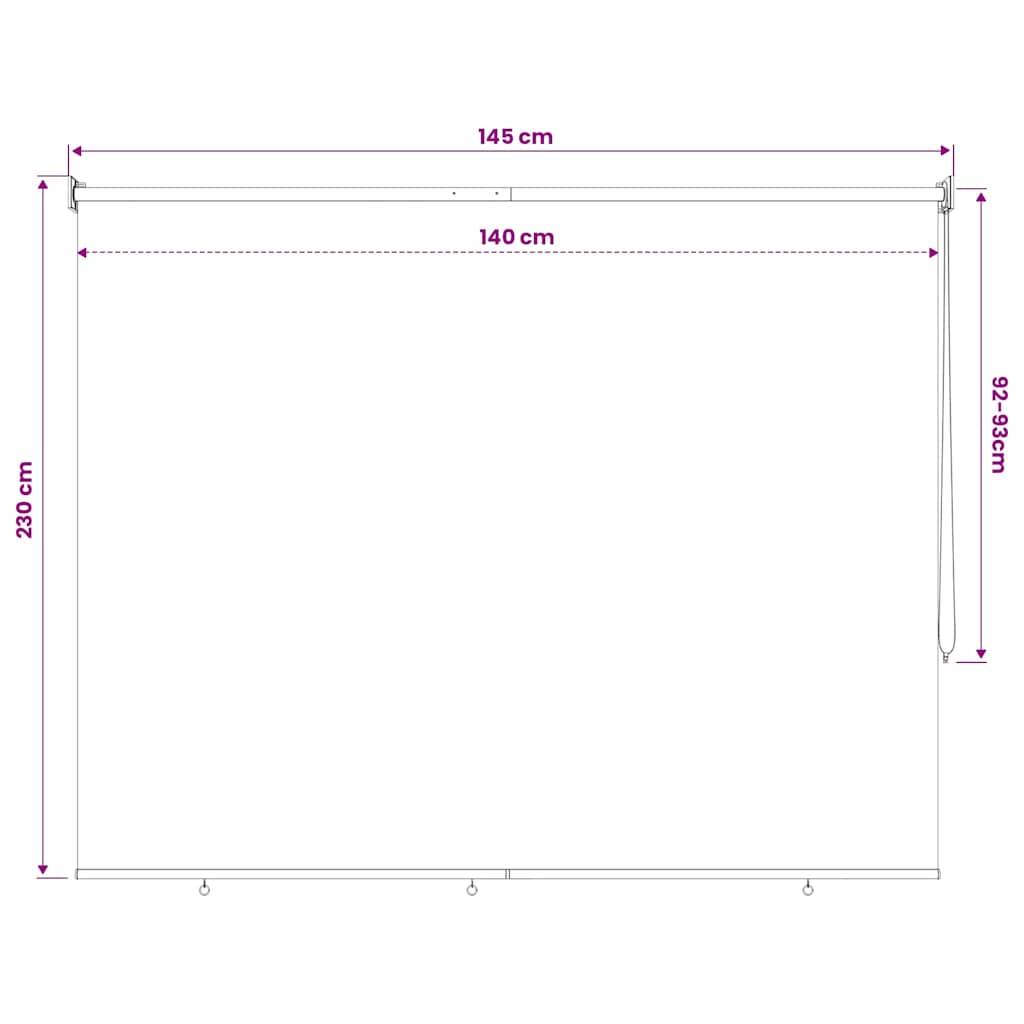 Außenrollo 145 (B)x230 (H) cm Cremeweiß