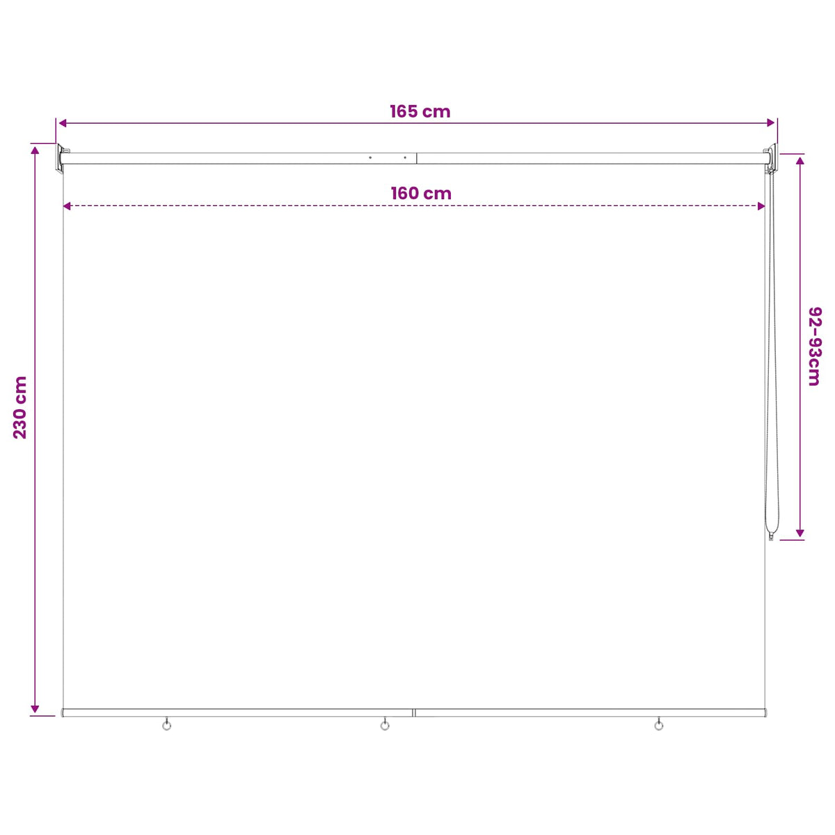 Außenrollo 165 (B)x230 (H) cm Cremeweiß