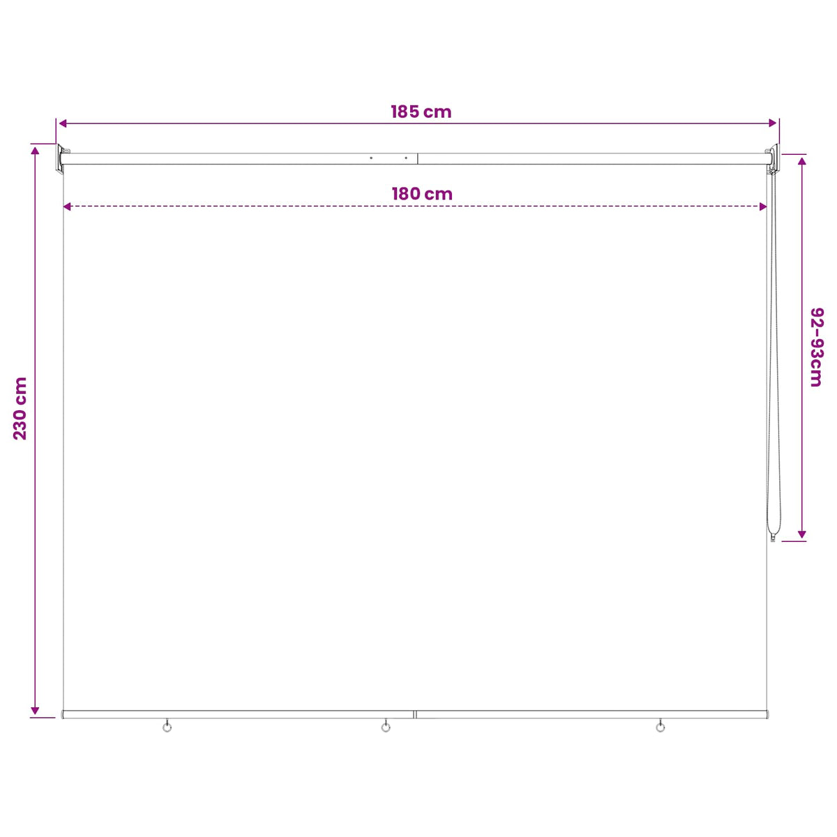 Außenrollo 185 (B)x230 (H) cm Cremeweiß