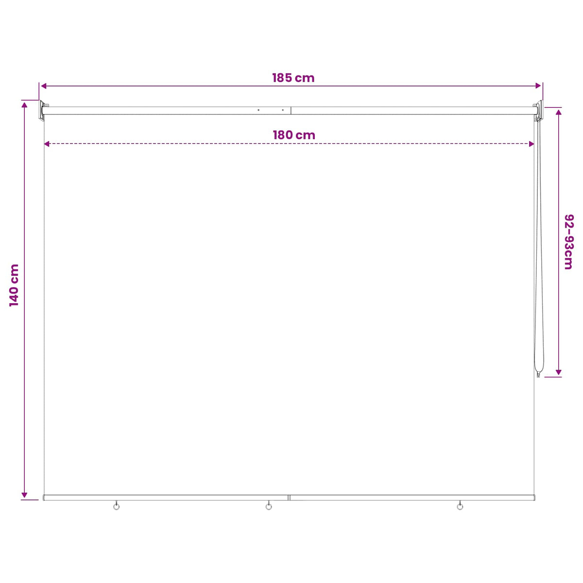 Außenrollo 185 (B)x140 (H) cm Anthrazit