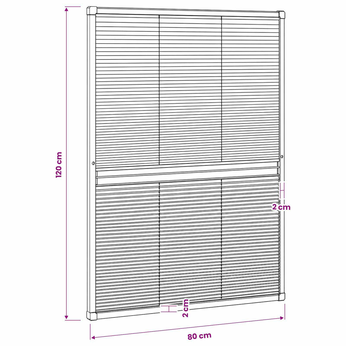 Insektenschutz-Plissee für Fenster Jalousie Aluminium 80x120 cm