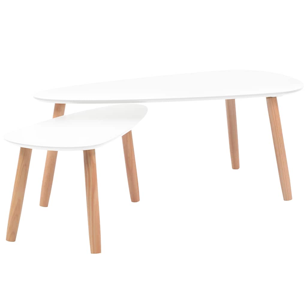 2-piece coffee table set solid pine white