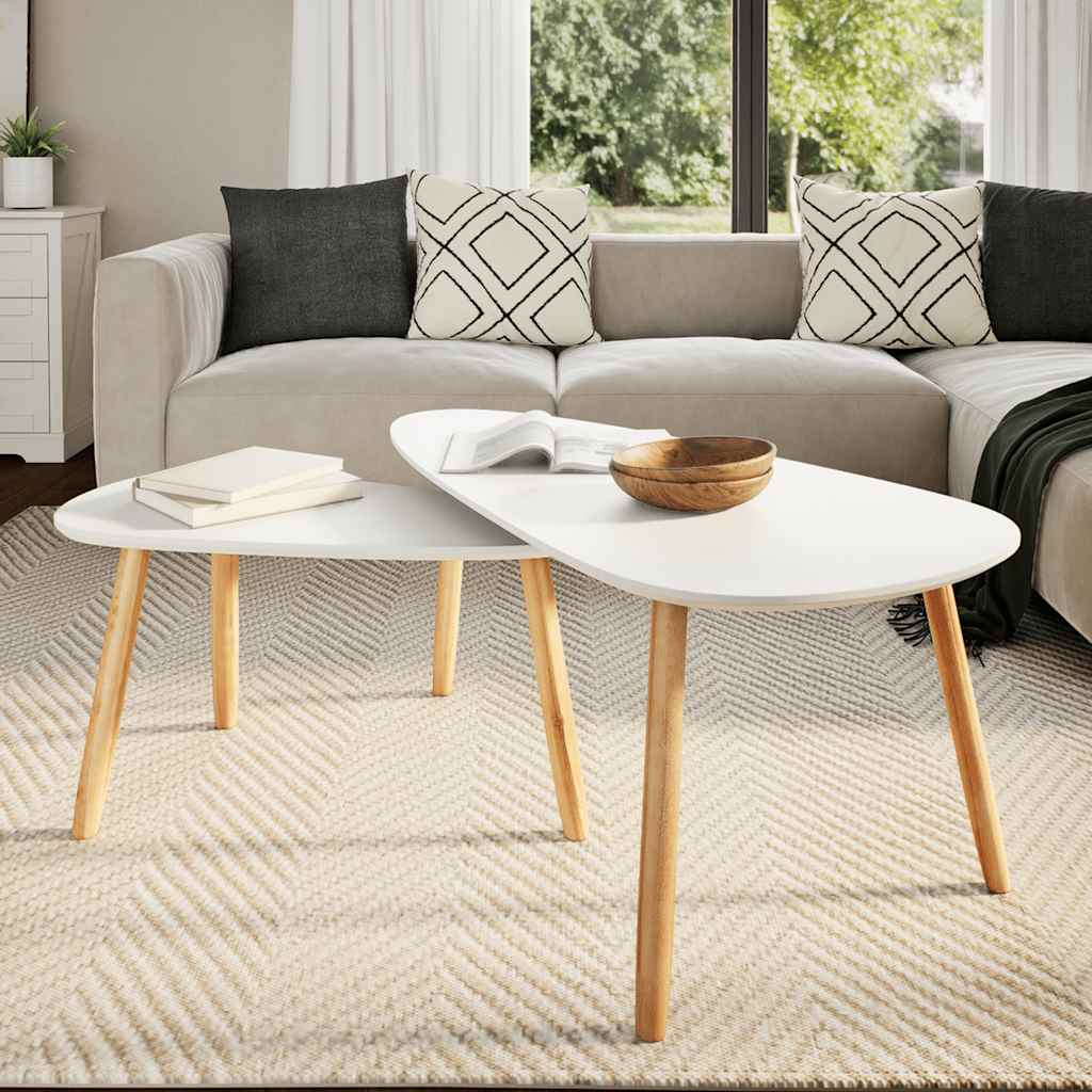 2-piece coffee table set solid pine white
