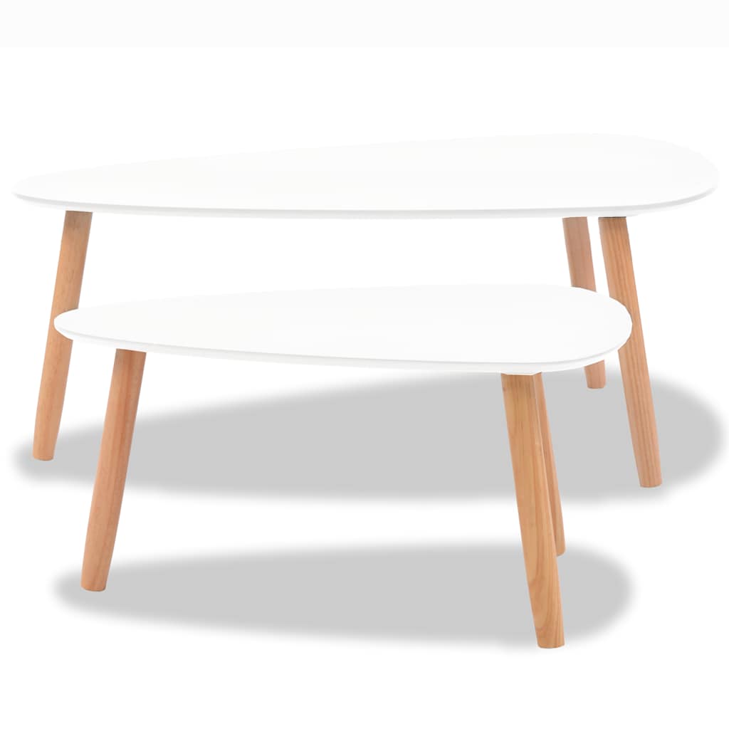 2-piece coffee table set solid pine white