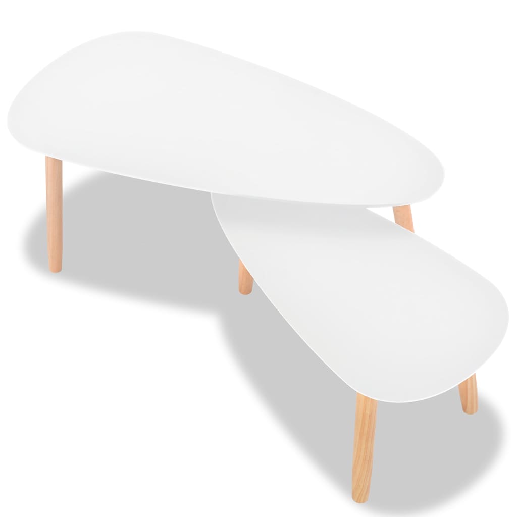 2-piece coffee table set solid pine white