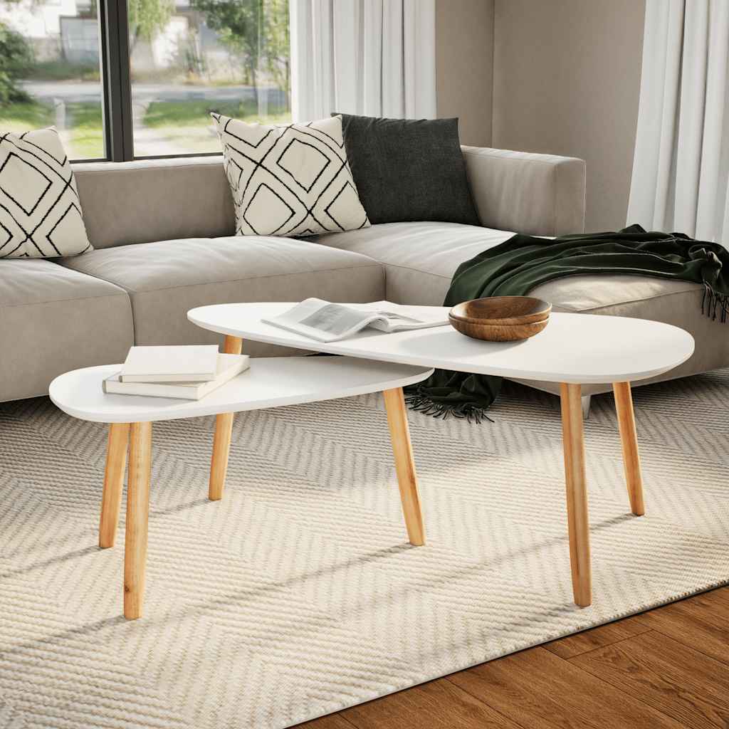 2-piece coffee table set solid pine white