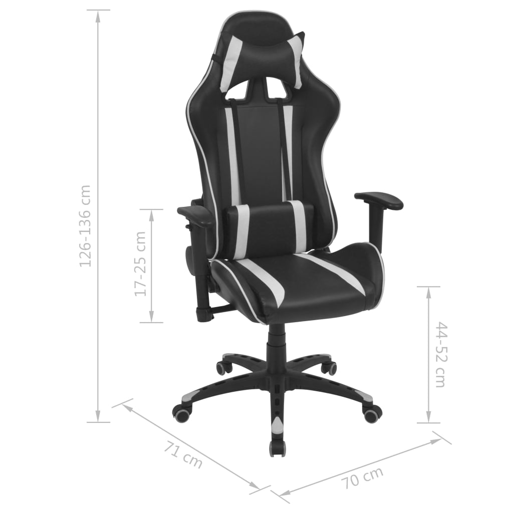 Neigbarer Racing-Bürostuhl Kunstleder Weiß