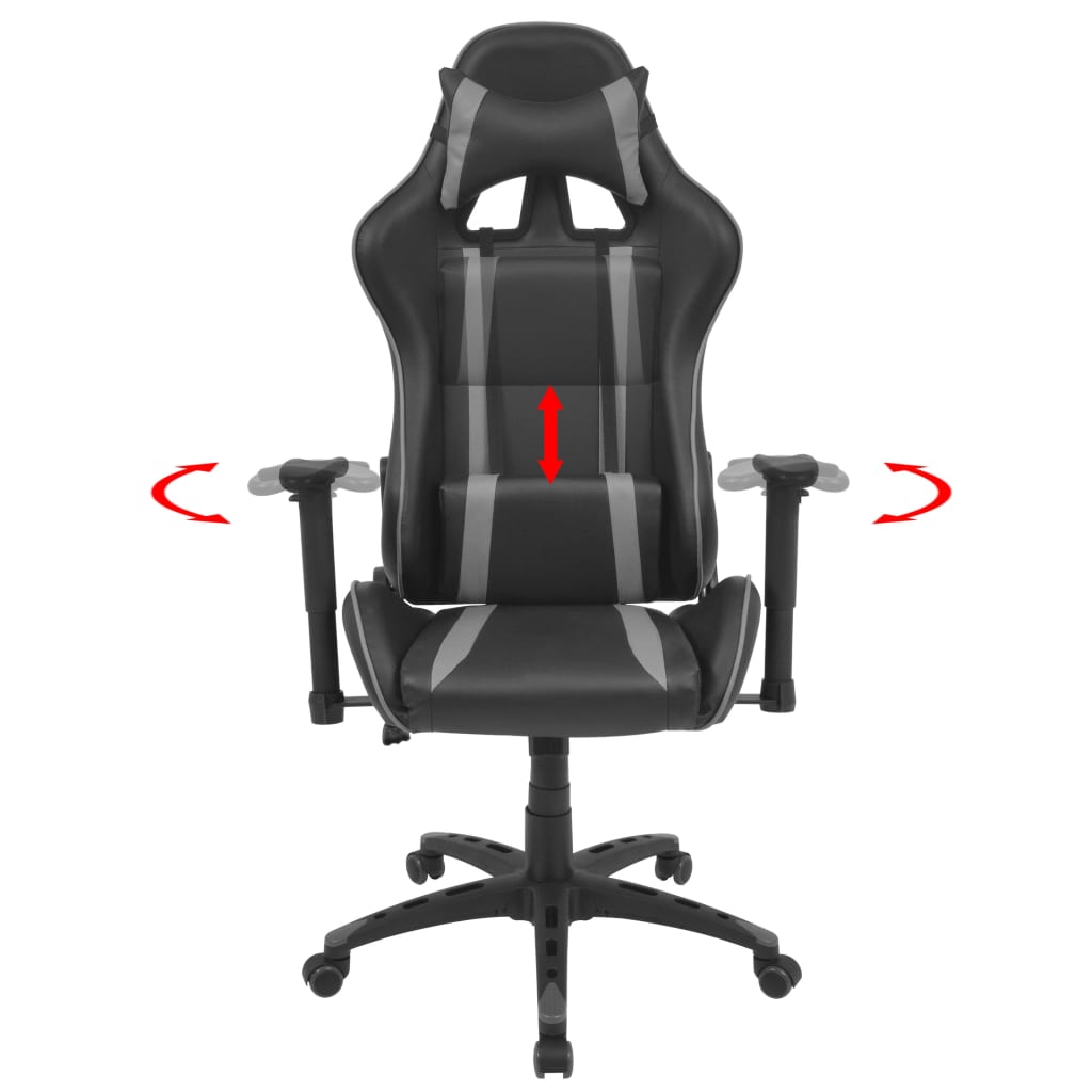 Neigbarer Racing-Bürostuhl Kunstleder Grau