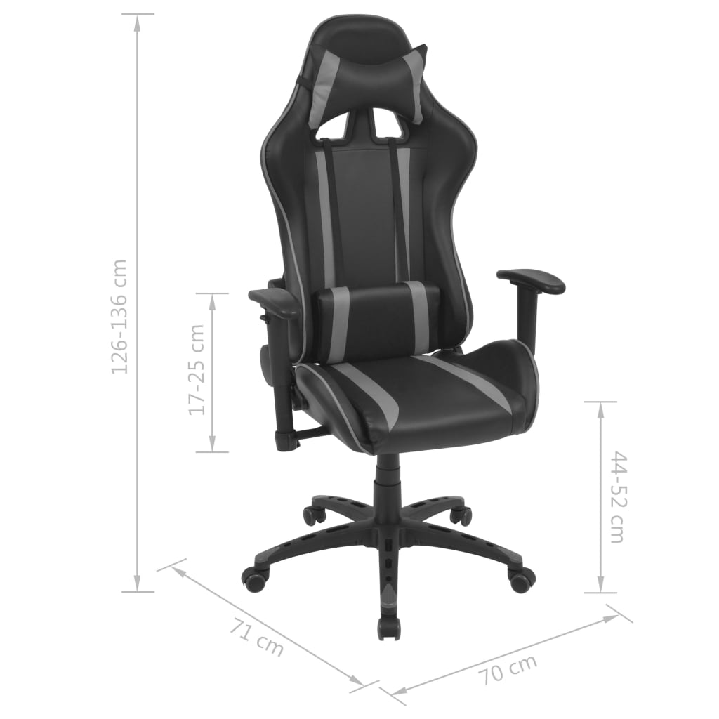 Neigbarer Racing-Bürostuhl Kunstleder Grau