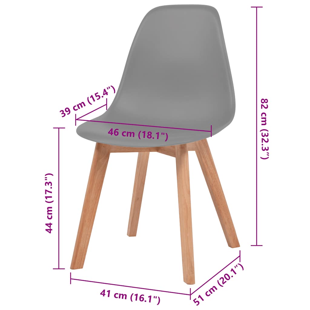 Esszimmerstühle 2 Stk. Grau Kunststoff