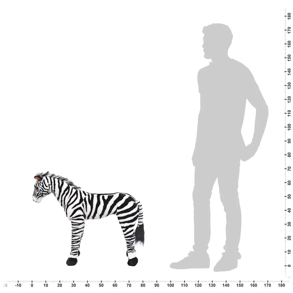 Plüschtier Zebra Stehend Plüsch Schwarz und Weiß XXL