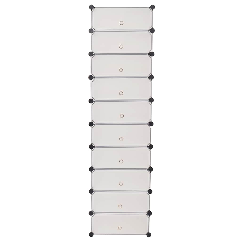 Schuh-Organizer Zusammenklappbar mit 10 Fächern Weiß