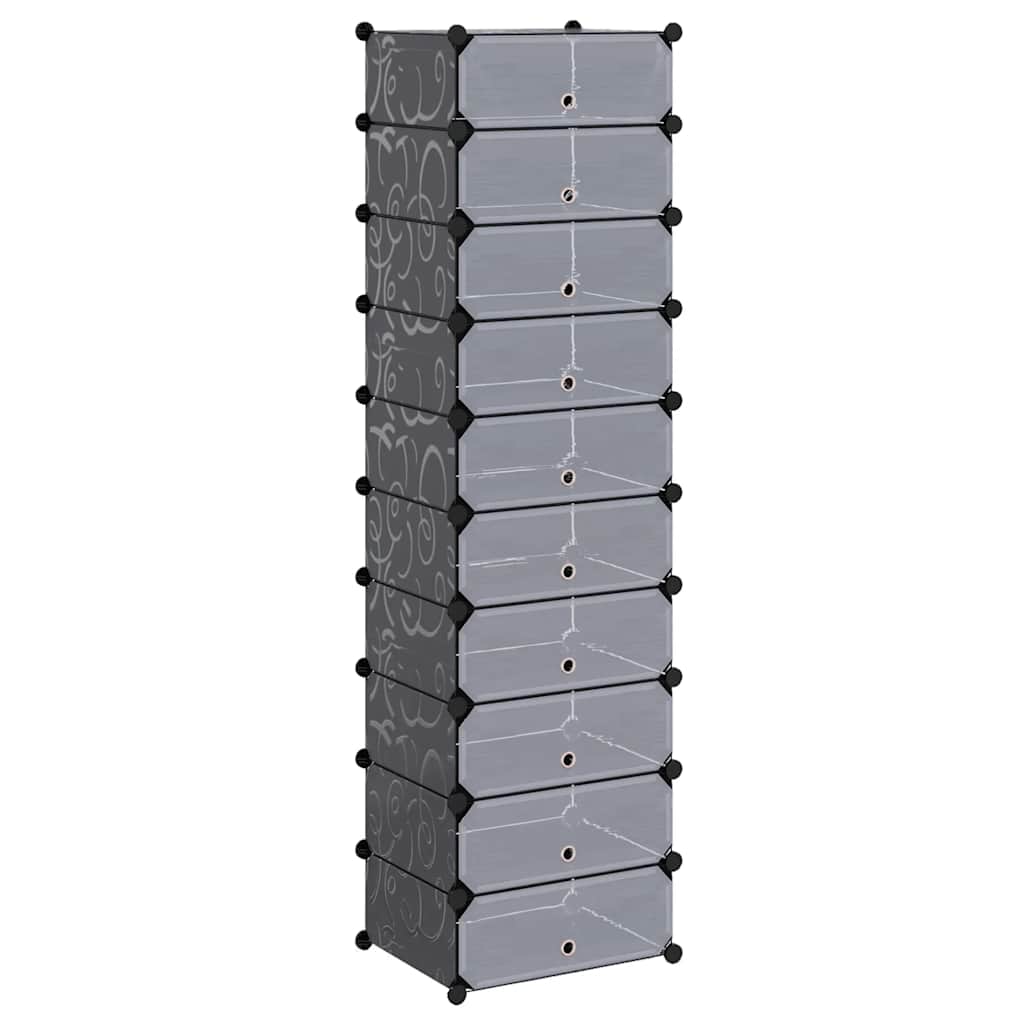 Schuh-Organizer Zusammenklappbar mit 10 Fächern Schwarz