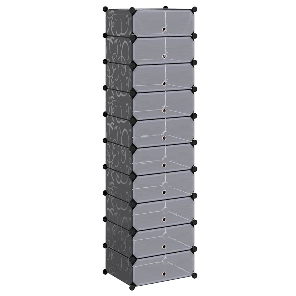 Schuh-Organizer Zusammenklappbar mit 10 Fächern Schwarz