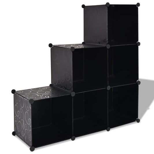 Étagère cube à 6 compartiments noire