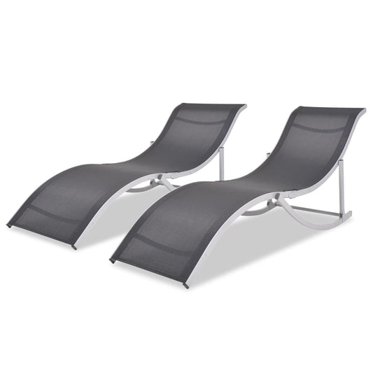 Chaises longues pliantes 2 pcs. Aluminium et Textilène