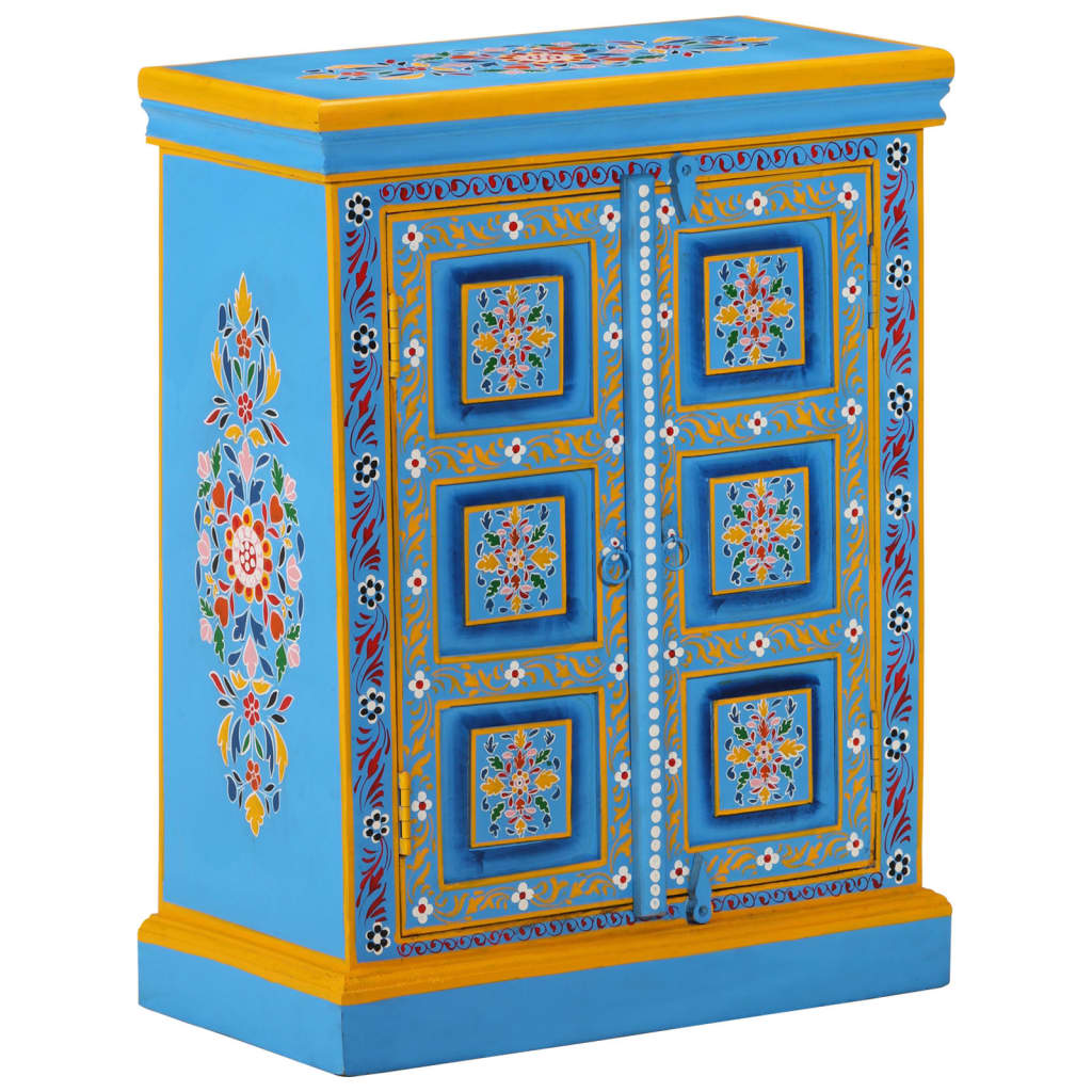 Sideboard Massivholz Mango Türkis Handbemalt
