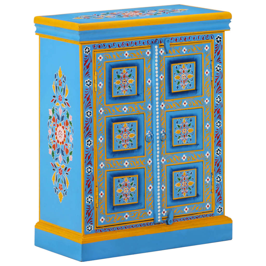 Sideboard Massivholz Mango Türkis Handbemalt