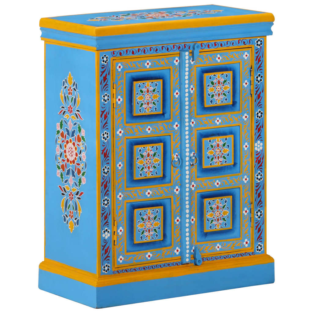 Sideboard Massivholz Mango Türkis Handbemalt