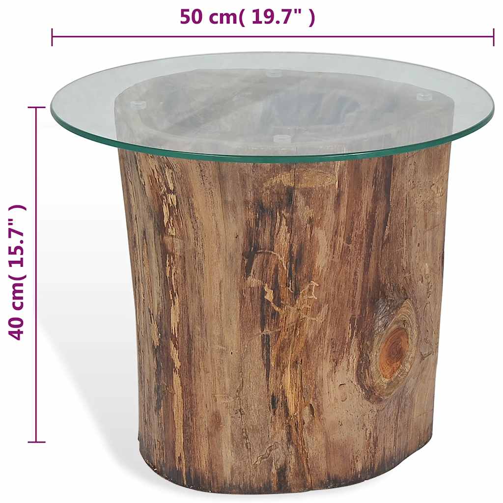 Coffee table teak glass 50x40 cm
